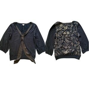 Vintage Kenzo Top Silk Cashmere Women M Black Gold Metallic Designer Feminine